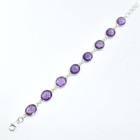 Sterling Silver Amethyst Hand Made Bracelet - Picture 3 of 3